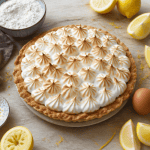 pie lemon maison sur plateau bois meringue dorée