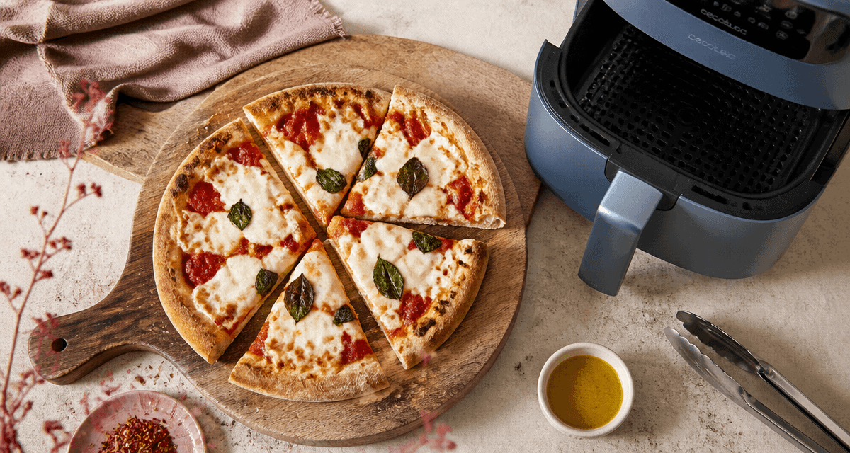 pizza surgelée airfryer croustillante sur planche