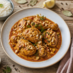 plat a base de poulet mafé avec riz et épices