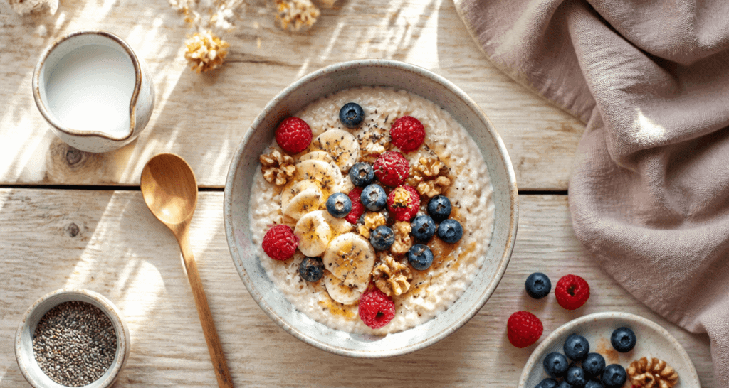Recette de porridge avec fruits frais et graines