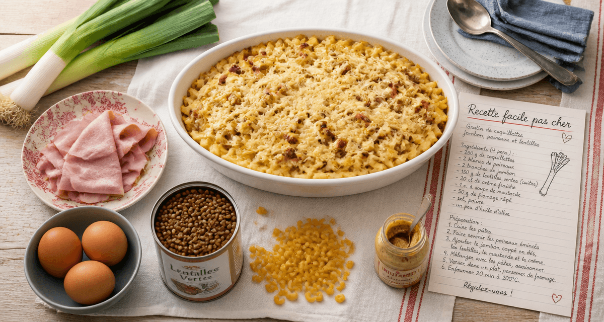 Recette facile pas cher gratin coquillettes table