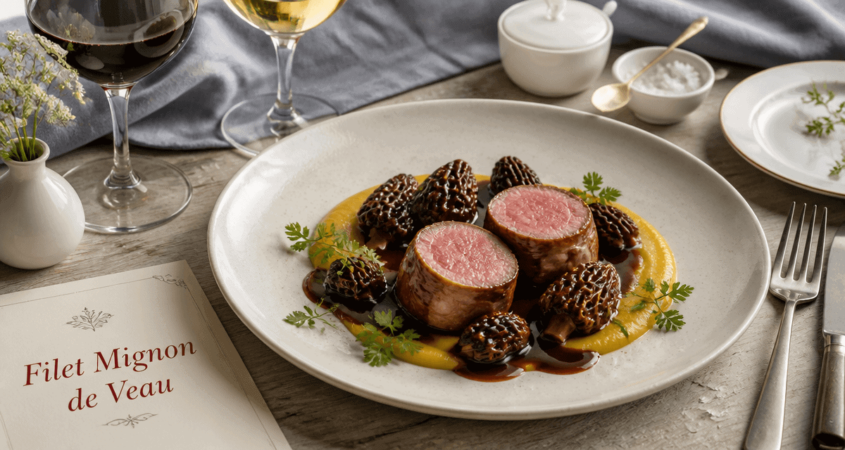 recette filet mignon de veau gastronomique morilles et purée