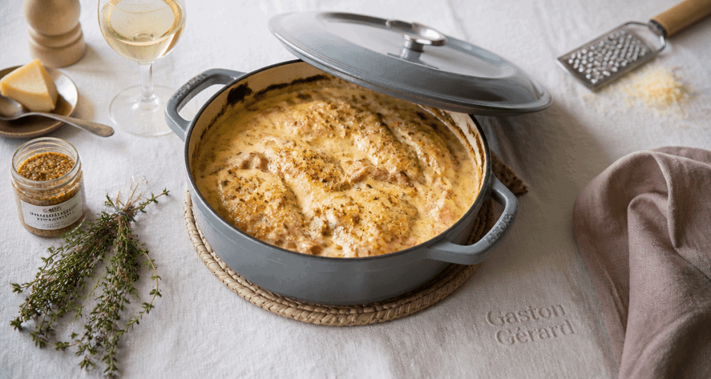 recette poulet gaston gérard cyril lignac gratin comté