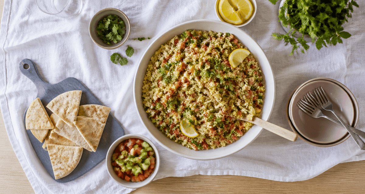 recette taboulé méditerranéen en salade colorée