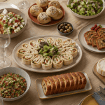 repas froid entre amis sur grande table élégante