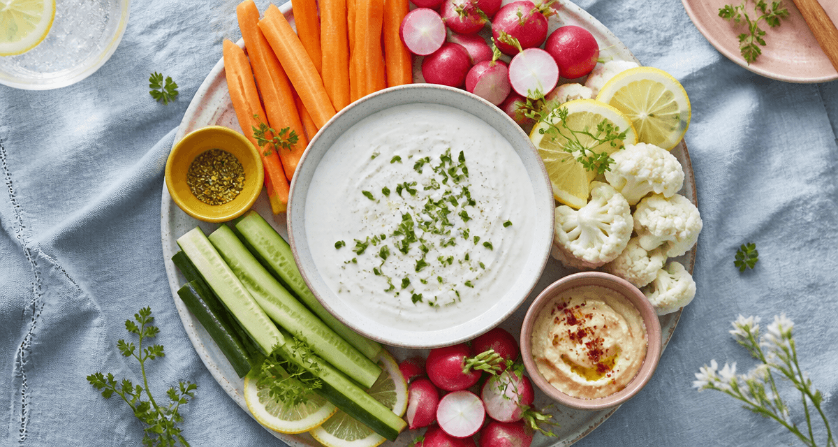 sauce crudité pour apéro avec légumes frais