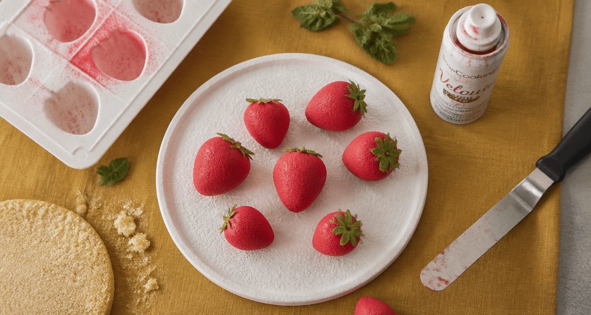 trompe l oeil fraise sur plateau pâtissier