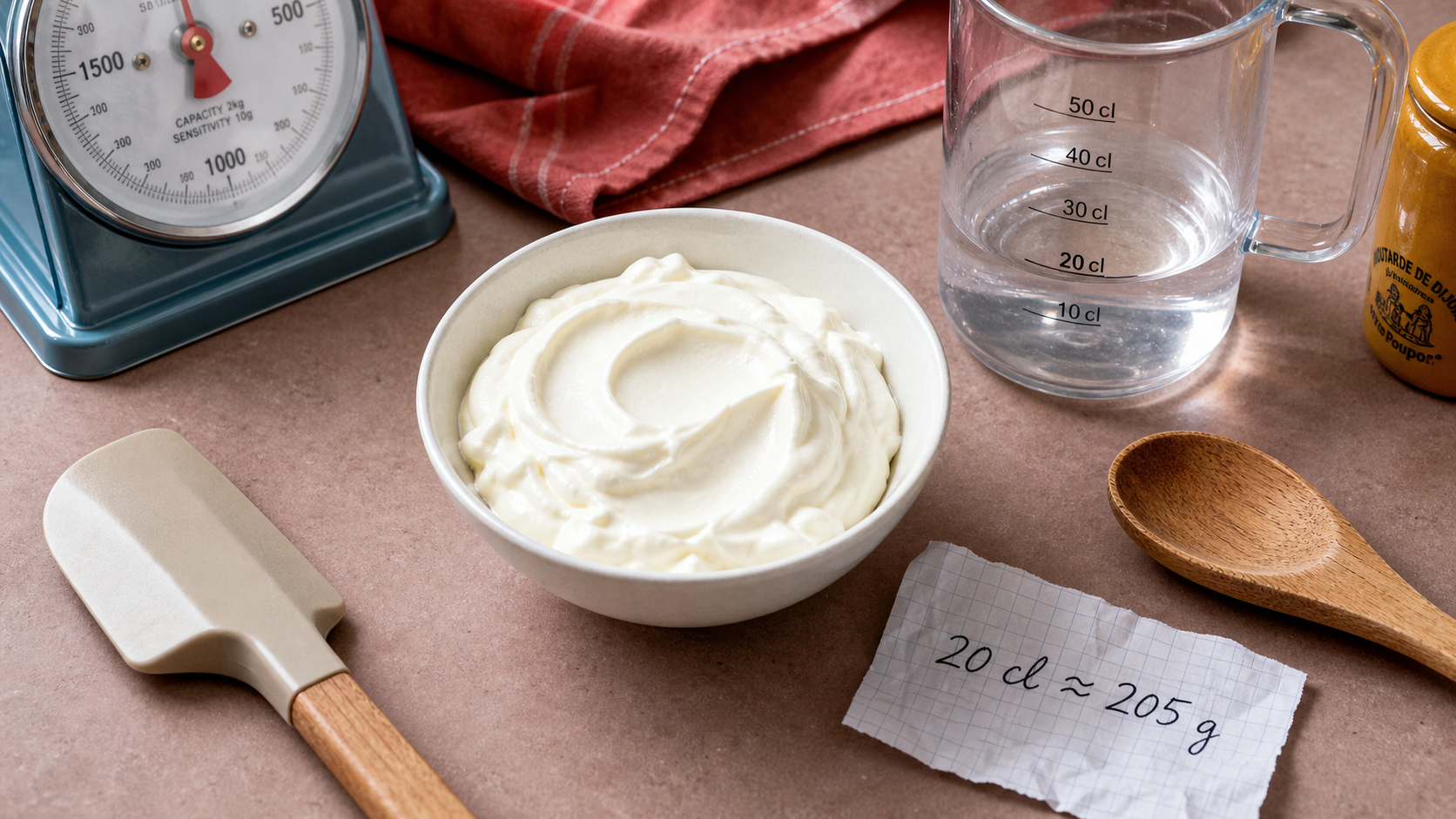 20 cl crème fraîche épaisse en gramme : conversion exacte