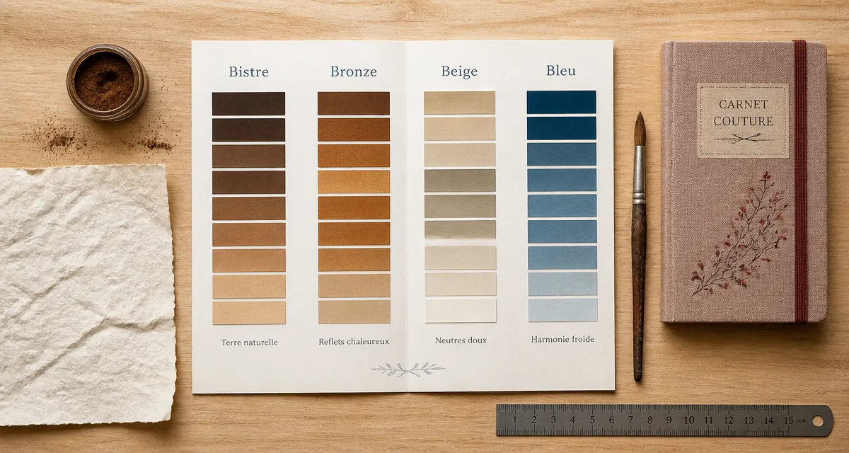 Couleur en b : nuanciers Bistre, Bronze, Beige, Bleu