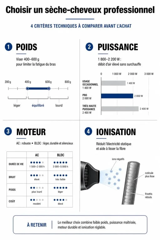 Comparatif des critères techniques pour choisir le meilleur sèche-cheveux professionnel