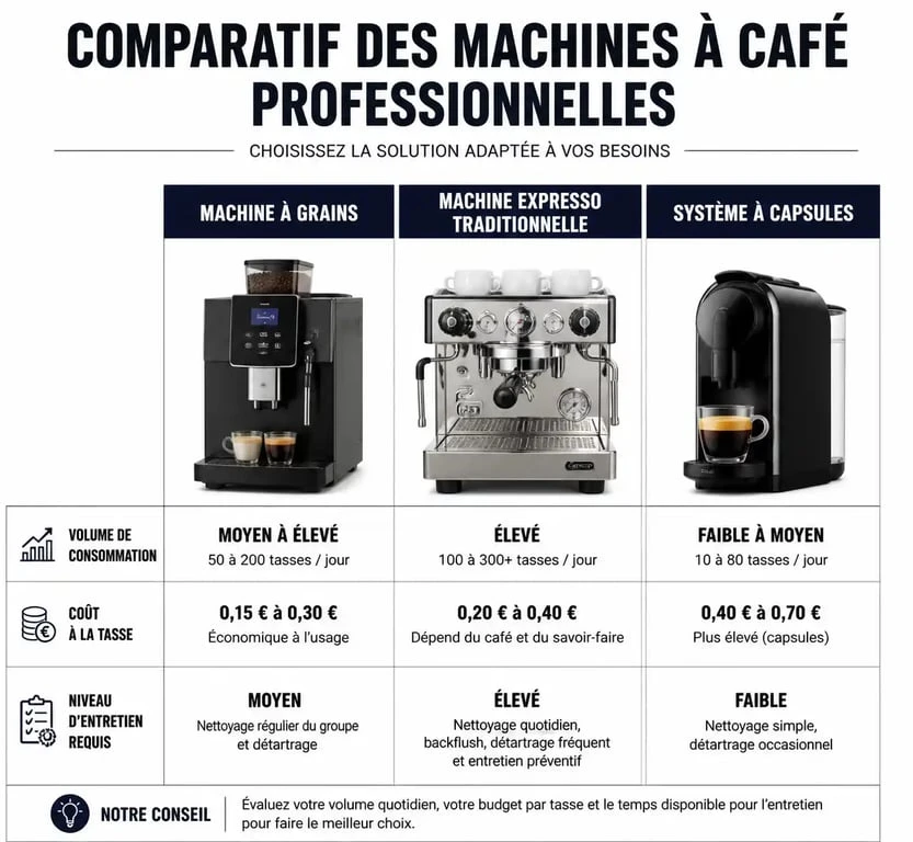 Comparatif des meilleures machines à café professionnelles selon la technologie