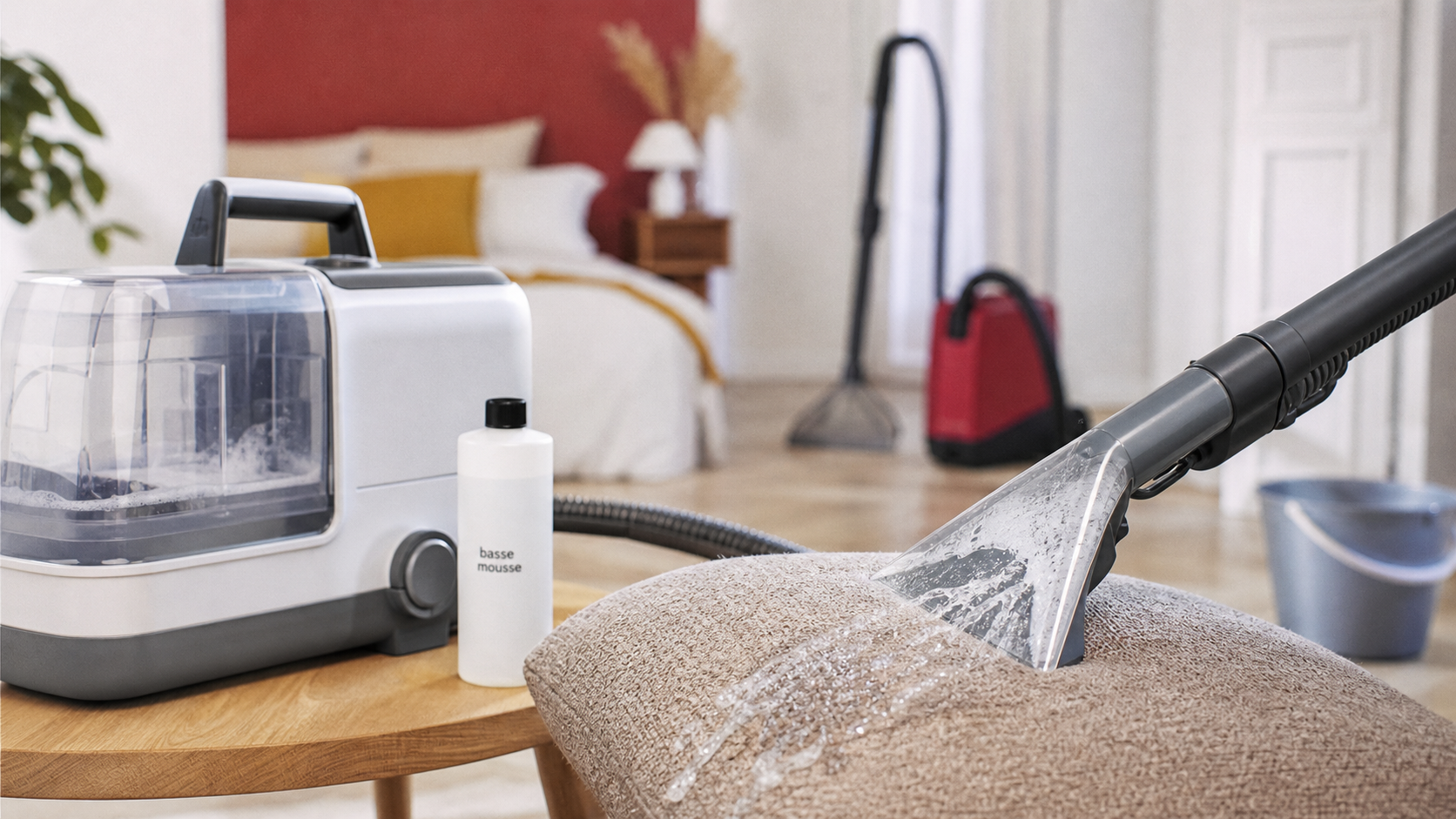 Meilleure shampouineuse injecteur-extracteur nettoie un coussin en tissu