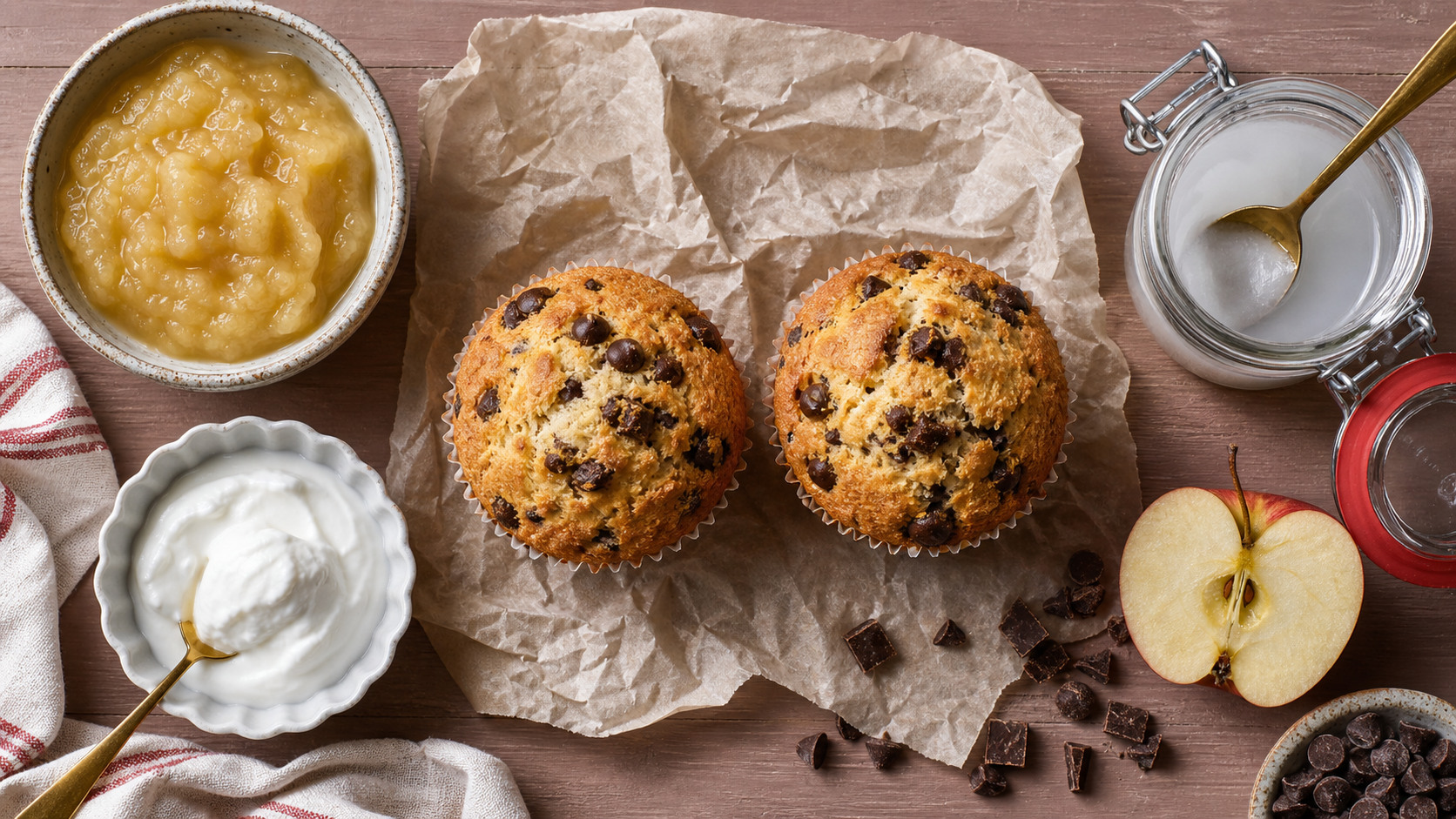 Muffin light aux pépites de chocolat, moelleux sans beurre