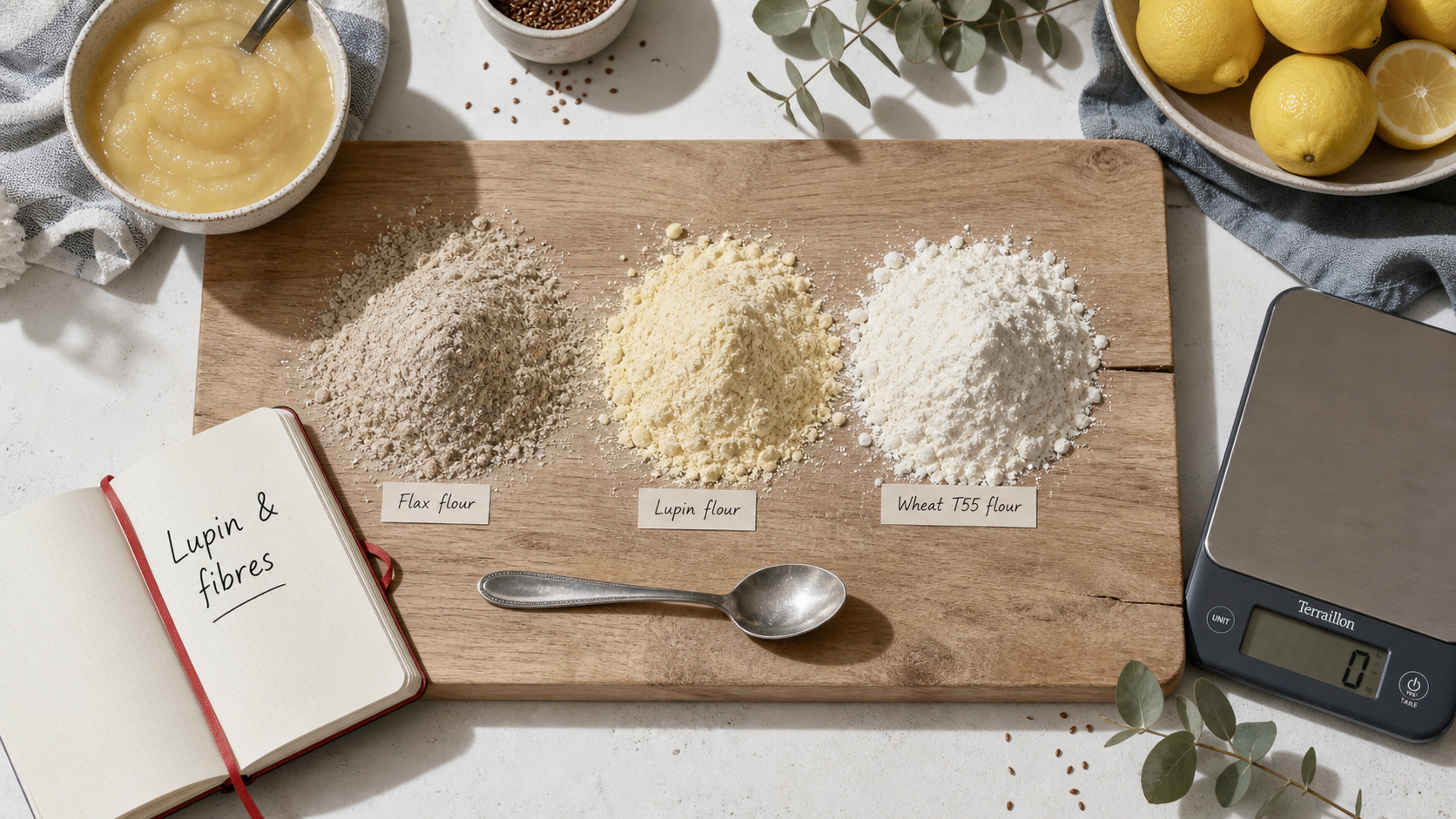 Quelle est la farine la moins calorique : farines de lin, lupin et blé T55