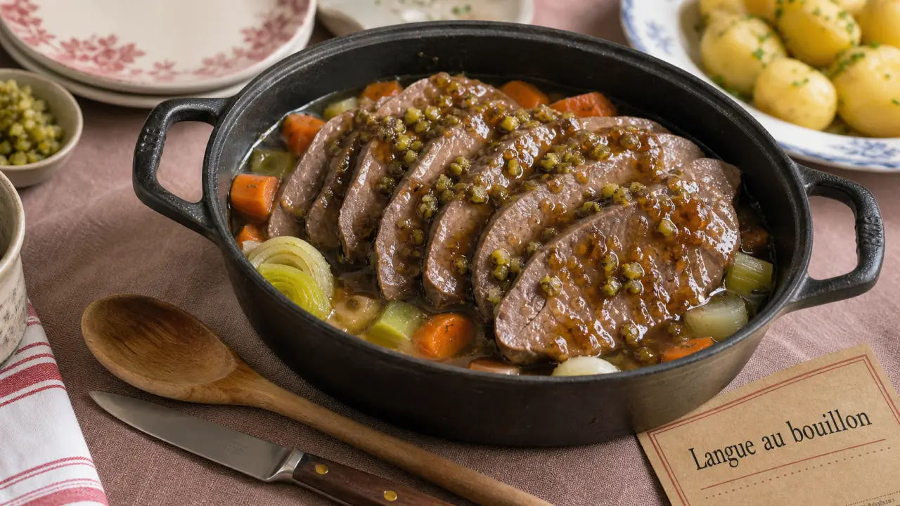 Bouillon de langue façon grand-mère, langue de bœuf mijotée