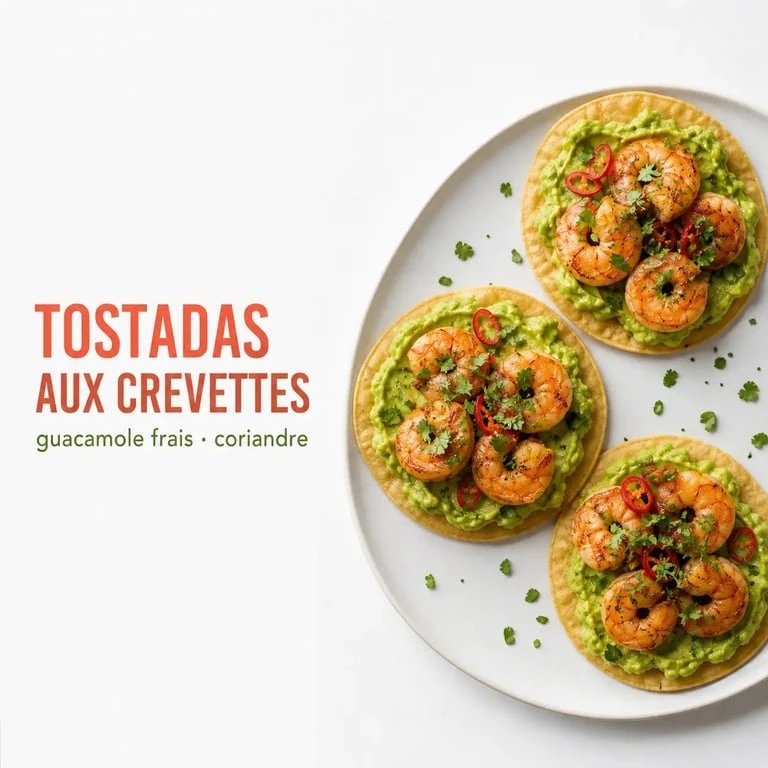 Toastadas au guacamole et crevettes épicées, une idée originale avec quoi manger le guacamole