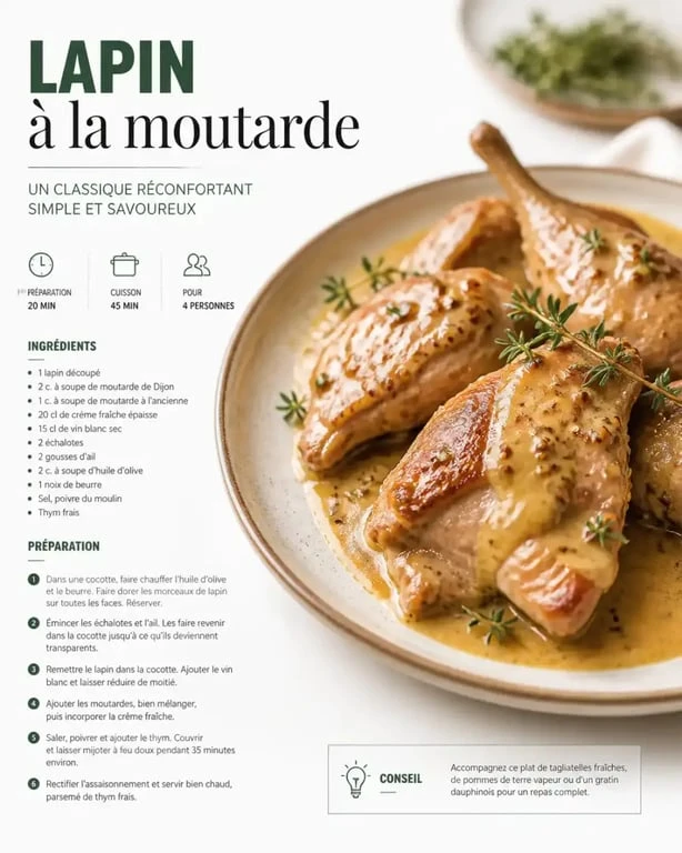 Lapin à la moutarde cuisiné au Cookeo, une recette savoureuse et fondante