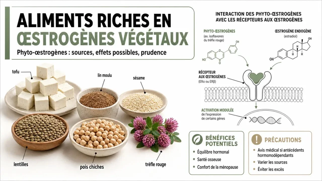Aliments riches en oestrogenes : visuel scientifique des principales sources de phyto-œstrogènes