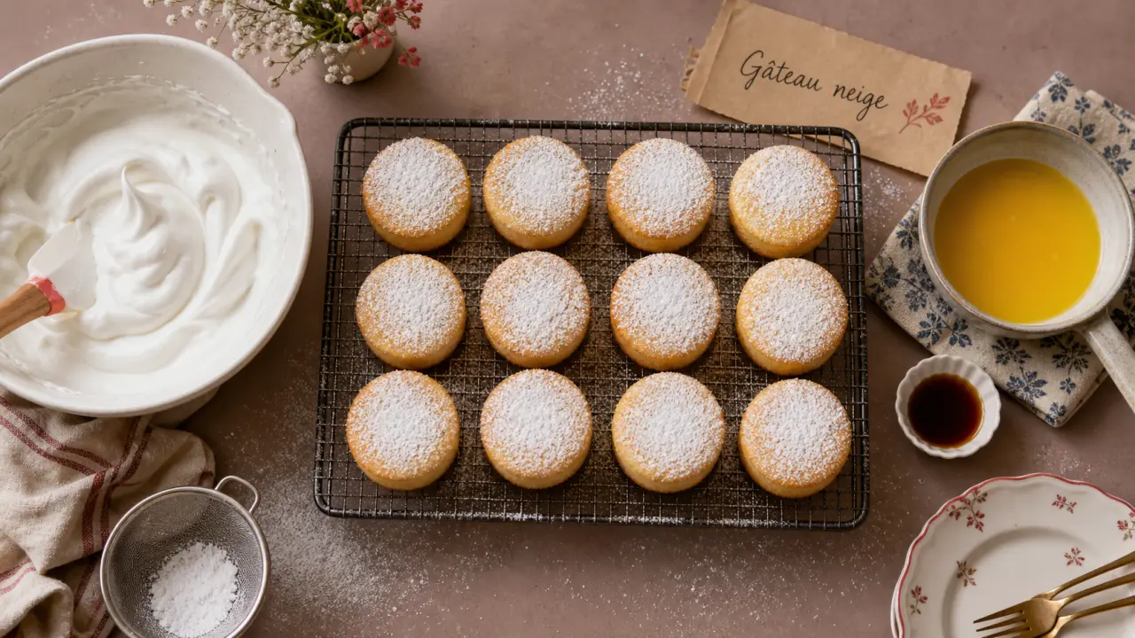 Gâteau neige avec blancs d'oeufs, mie aérienne