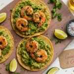 Avec quoi manger le guacamole : guacamole aux crevettes, tortillas de maïs et citron vert