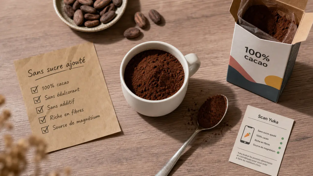 Meilleur chocolat en poudre Yuka : 100/100 et 94/100 en poudre cacao