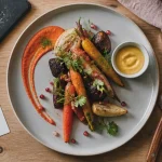 Cuisine ouverte recettes de Mory Sacko, assiette fusion et herbes