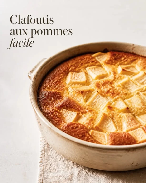 Maxi cuisine recettes : clafoutis aux pommes facile et doré, présenté en plat familial