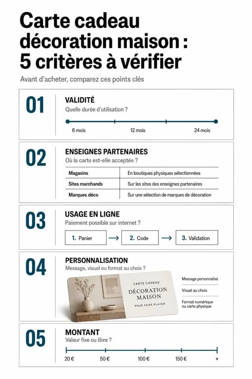 Critères à vérifier pour une carte cadeau décoration maison avant l’achat
