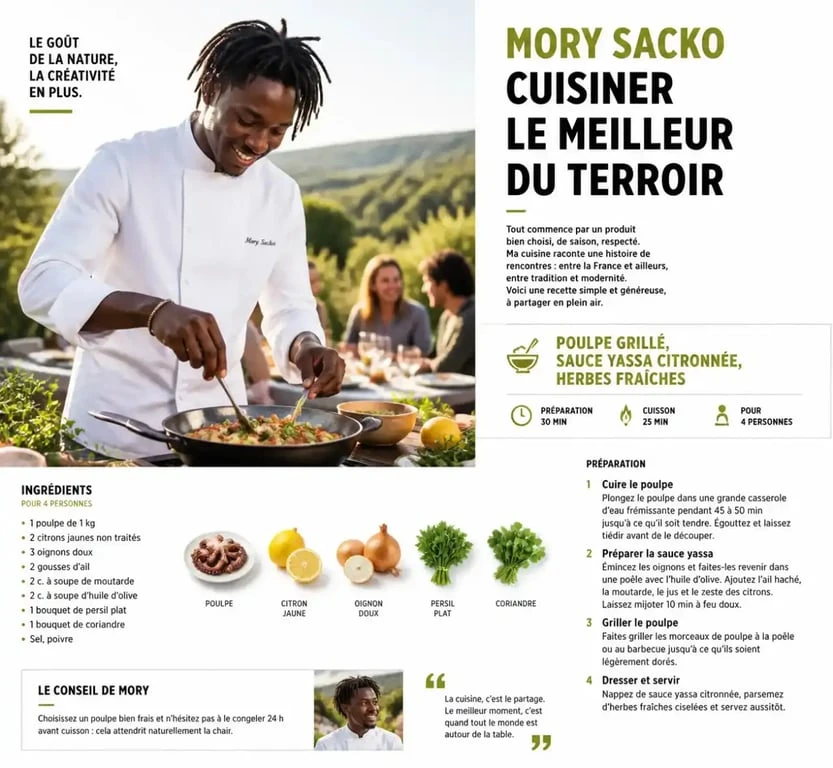 Mory Sacko en tournage pour l'émission Cuisine Ouverte