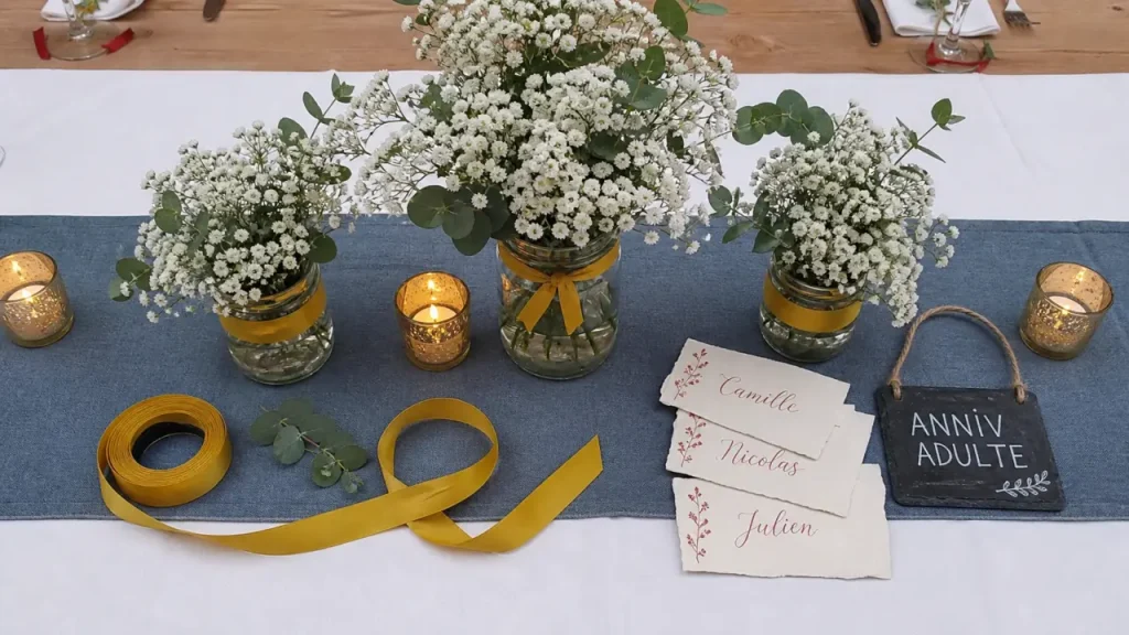 Idées déco anniversaire adulte à faire soi-même : une table forte, un mur photo et zéro surcharge
