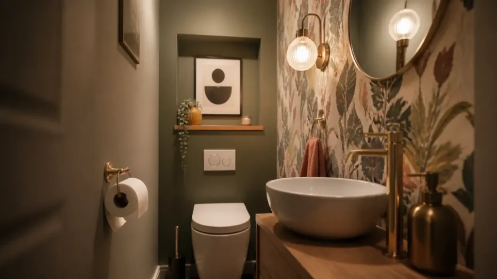 Petit espace, grand effet : oser un mur fort dans les toilettes