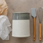 Pots pour ustensiles de cuisine en émail, pot stable sur plan de travail