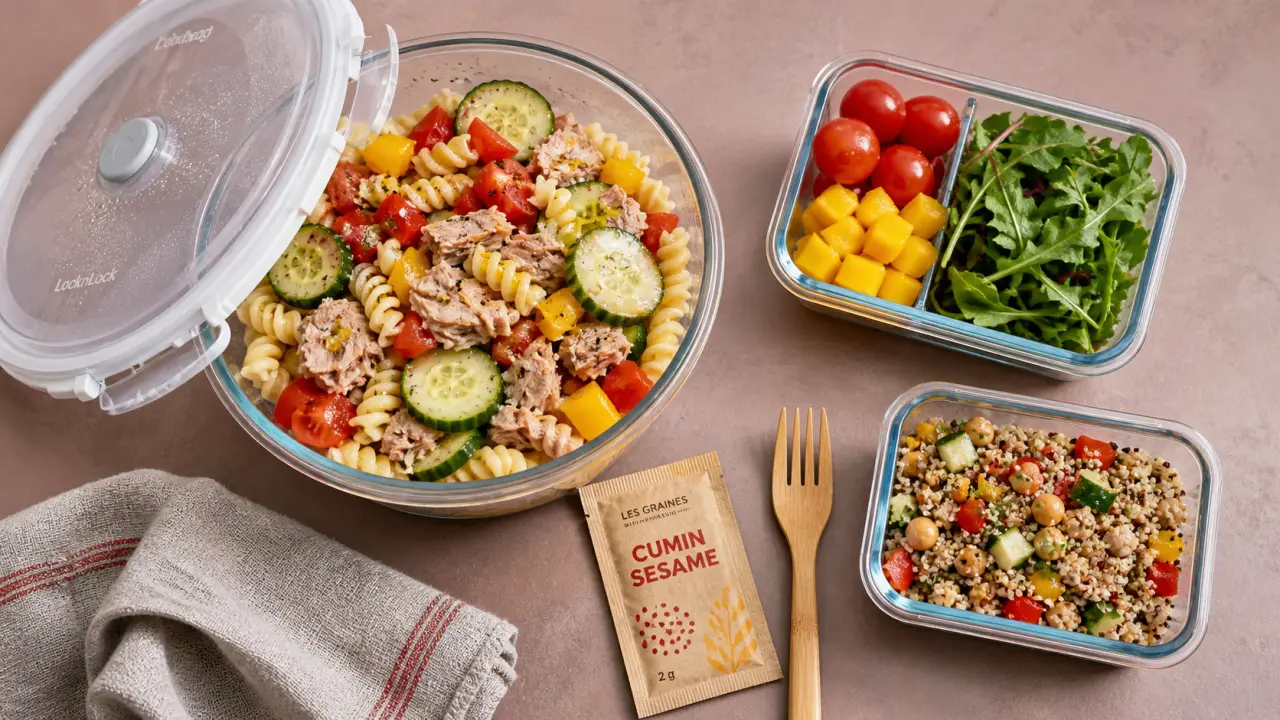Recettes de cuisine style routier : salade de pâtes au thon et légumes croquants