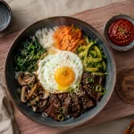 Bibimbap maison, cuisine coreenne recettes, légumes, gochujang