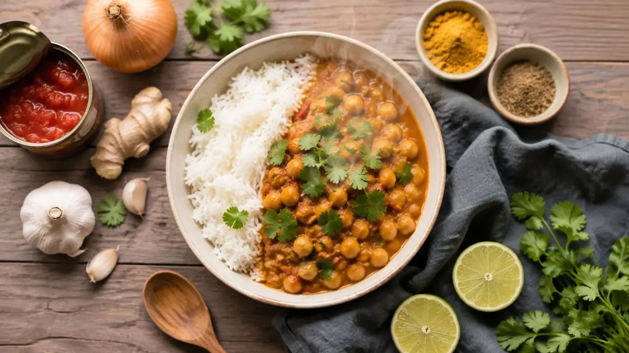 Cuisine du monde recettes : curry de pois chiches express au lait de coco