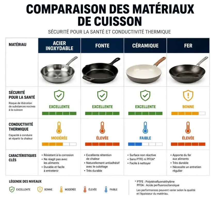 Comparatif des matériaux de casserole pour une cuisine saine et sans toxines