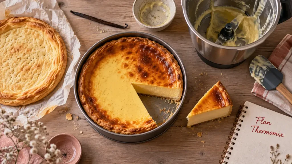 Flan pâtissier au Thermomix : une crème vanillée qui se tient et une pâte croustillante