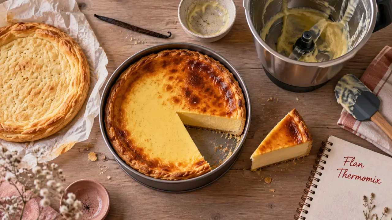 Flan pâtissier thermomix vanillé : crème lisse et pâte croustillante