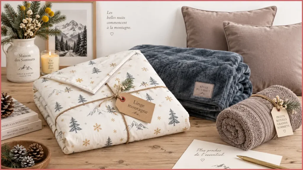 Une ambiance chalet cohérente, pièce après pièce, grâce au linge de maison montagne