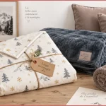 Linge de maison montagne façon chalet : parure, plaid et serviette éponge