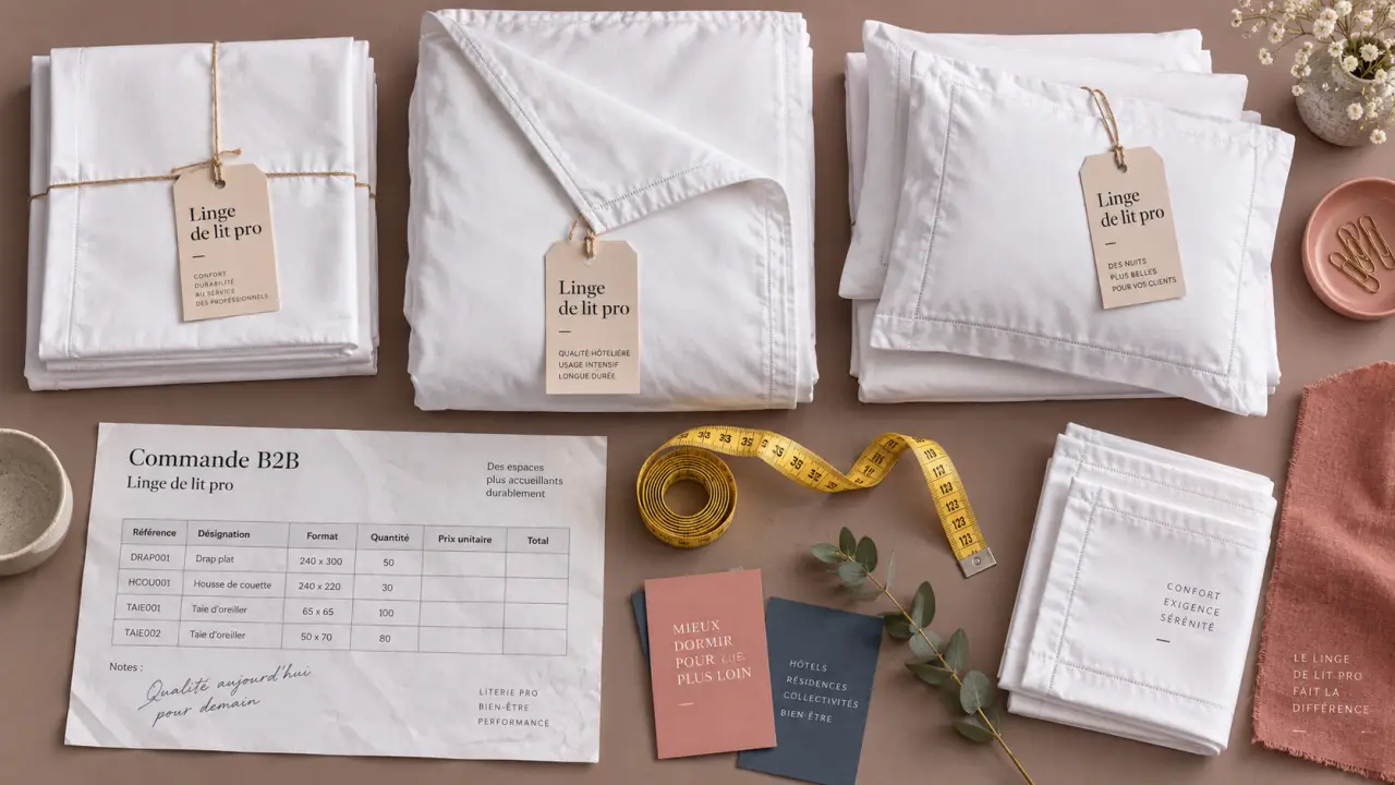 Linge de maison professionnel : linge hôtel plié et étiqueté